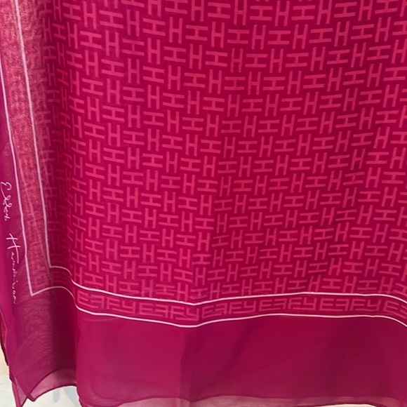 New Effy Hematian Bright Pink Jaguars & Letter H Polyester Scarf 19.5” x 59” - Picture 4 of 6